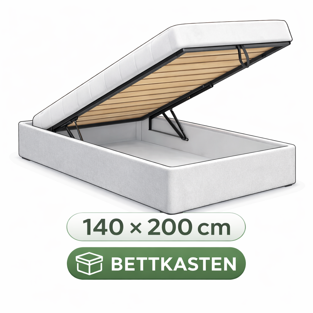 Polsterliege 140x200 mit Bettkasten – Stauraumbett Abholung in Zürich online buchen