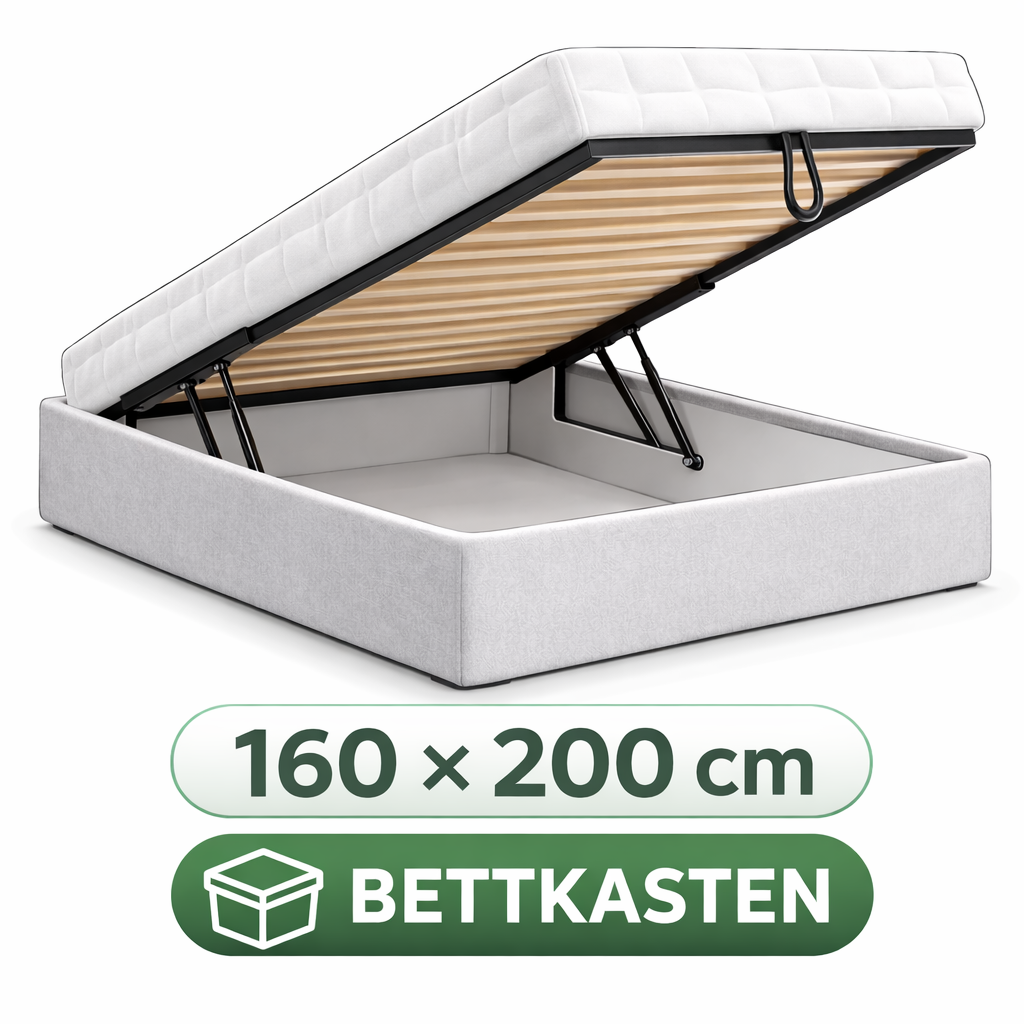 Polsterliege 160x200 mit Bettkasten – Stauraumbett Abholung in Zürich online buchen