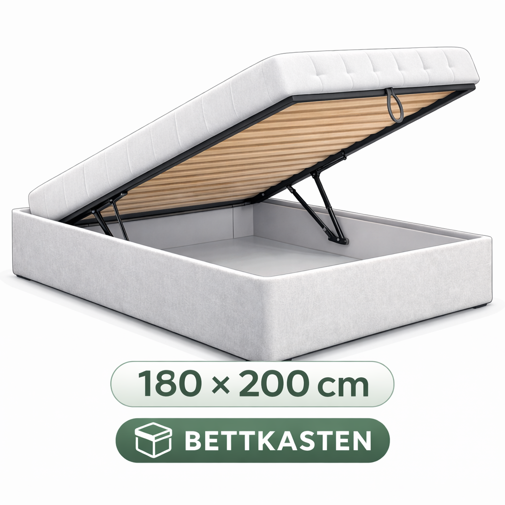 Polsterliege 180x200 mit Bettkasten – Stauraumbett Abholung in Zürich online buchen